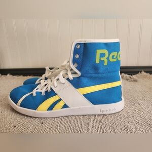 Reebok exclusive. Classic top down sneakers.  Royal, yellow and green.